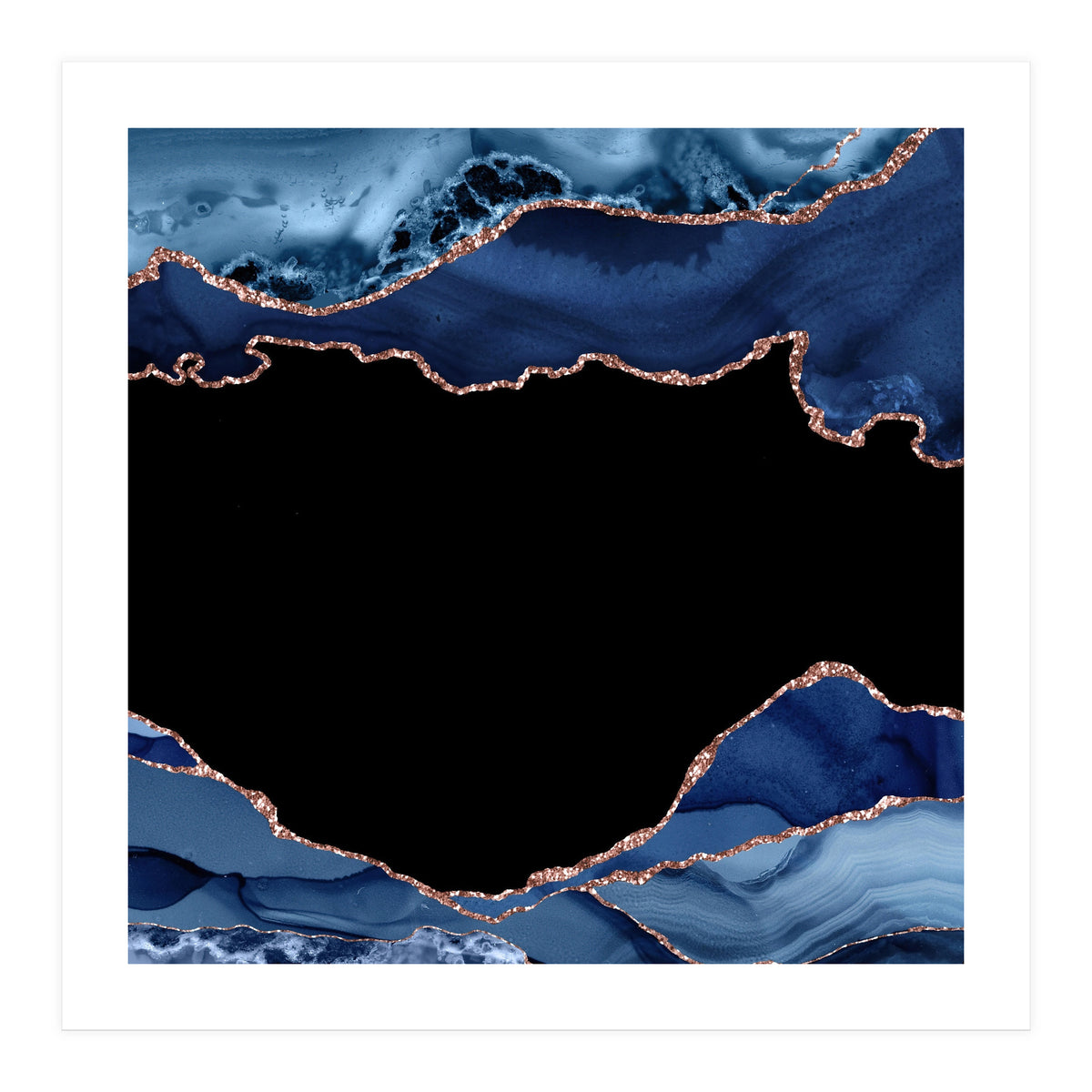 Navy & Rose Gold Agate Texture 18 (Print Only)