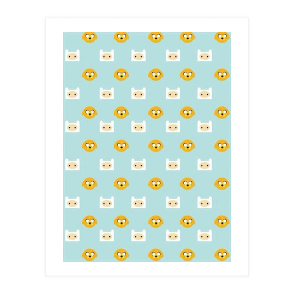 Minimalist Finn And Jake Seamless Cartoon Pattern (Print Only)