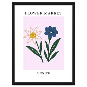Munich Flower Market - Minimalist Edelweiss Botanical Print by neeteshdsgn