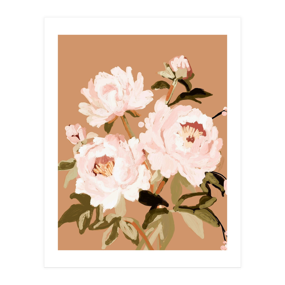Blush Peony Painting, Floral Wall Art, Neutral Flower Print, Peony Art (Print Only)