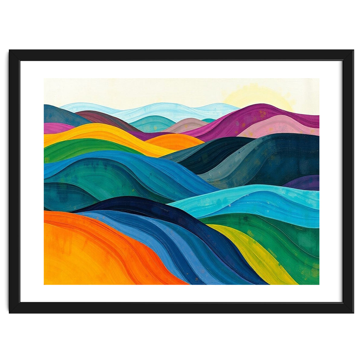 Abstract Vibrant Rolling Hills Landscape Art
