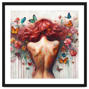 Wild Red Hair Butterfly Back by Chromatic Fusion Studio