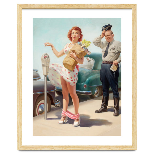Sexy Pinup Shopping Girl And A Sudden Wind