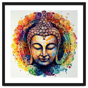 Rainbow Mandala Buddha Portrait by Chromatic Fusion Studio