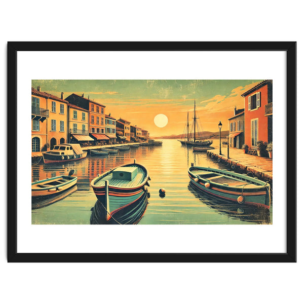 Vintage Harbor Sunset Poster