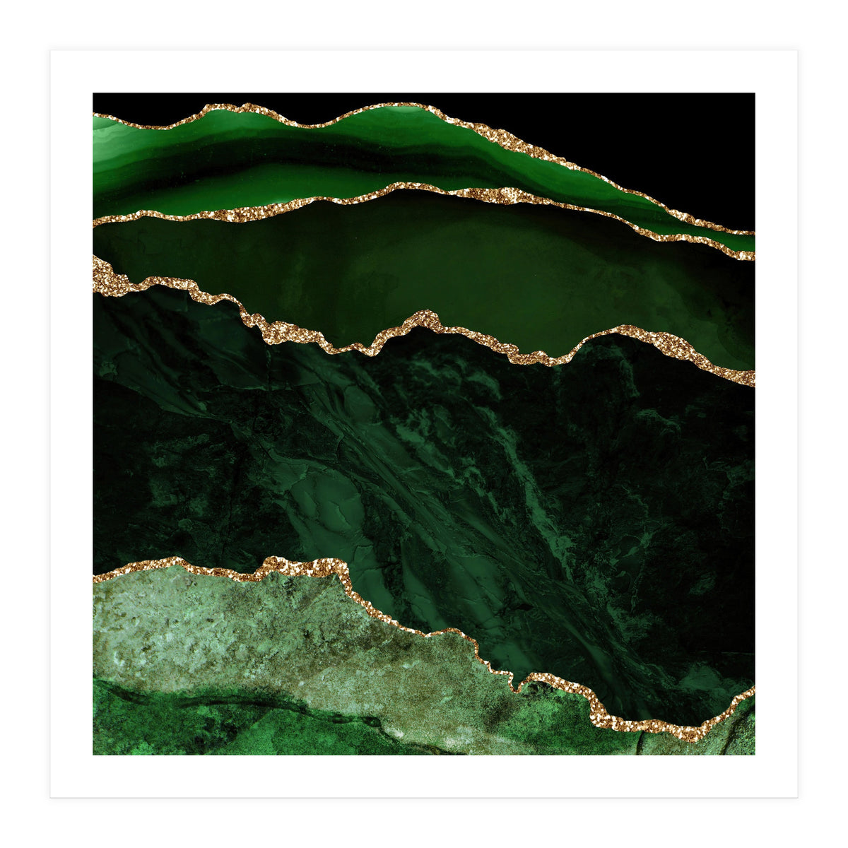 Green & Gold Agate Texture 02 (Print Only)