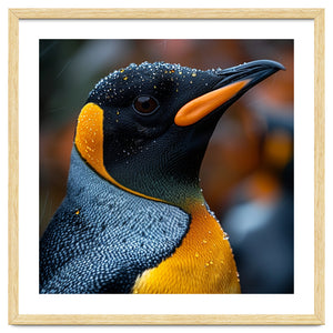 King Penguin With Water Droplets In Rain by Rizwana Khan