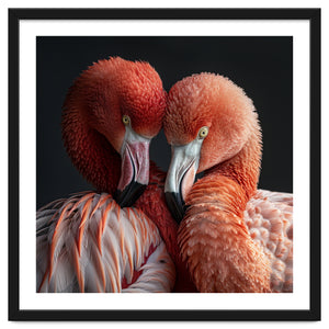 Close Up Of Two Flamingos Nuzzling Together by Rizwana Khan