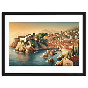 Vintage Croatia, Dubrovnik Coastal Poster by Chromatic Fusion Studio