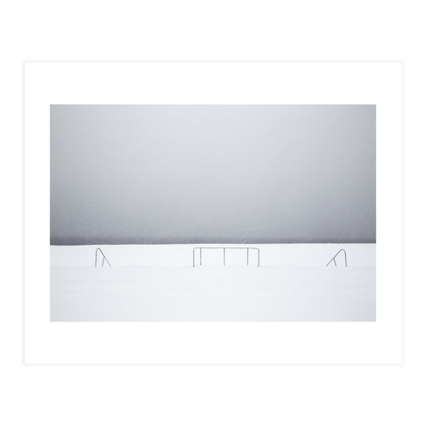Stair railing covered by snow (Print Only)