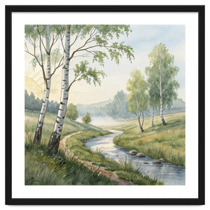 Morning Mist in the Birch Valley by artistic