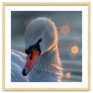 Close Up Of A Swan With Water Droplets by Rizwana Khan