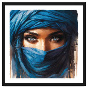 Blue Eyes Tuareg Woman Portrait by Chromatic Fusion Studio