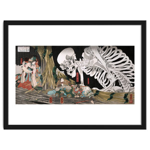 Utagawa Kuniyoshi – Mitsukuni Defying the Skeleton Specter (1910) | Dramatic Japanese Ukiyo-e Masterpiece by William Morrin