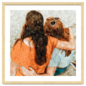 Soul Sisters | Modern Bohemian Friendship BFF Fashion | Friends Companion Summer Travel Painting by 83 Oranges