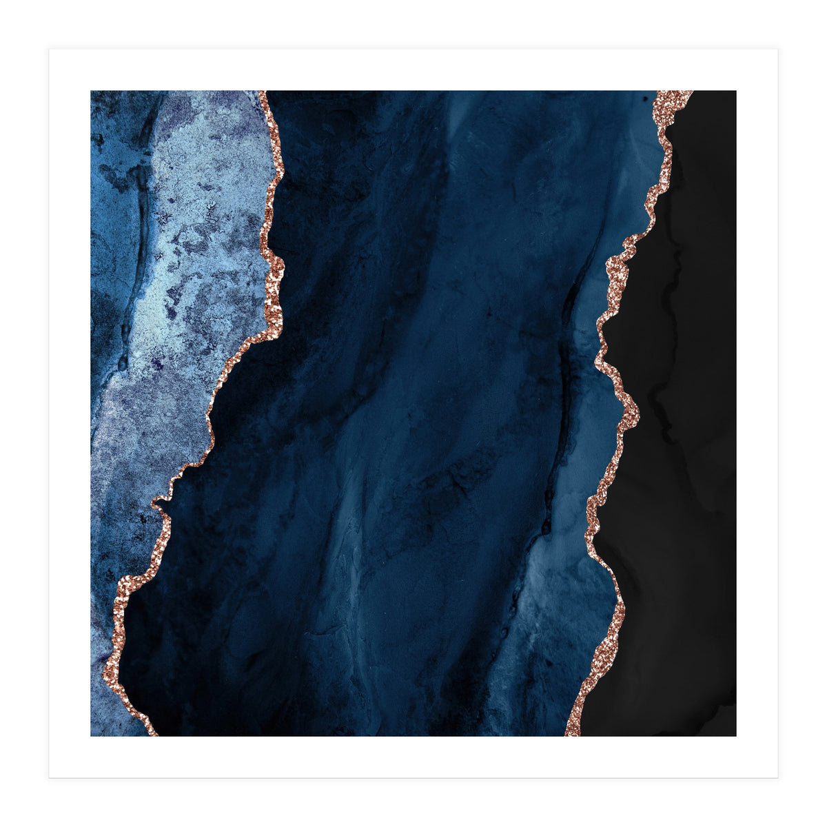 Navy & Rose Gold Agate Texture 01 (Print Only)