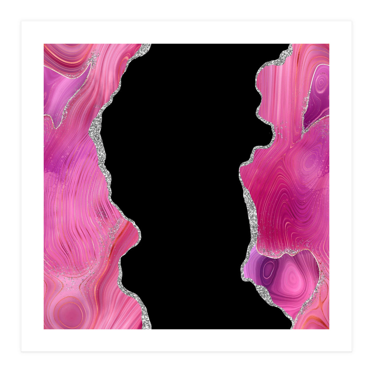 Magenta & Silver Agate Texture 02 (Print Only)