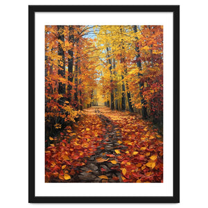 Sun-Drenched Golden Forest Path with Vibrant Autumn Foliage by artistic