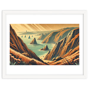 Vintage Cliffside Serenity Poster by Chromatic Fusion Studio