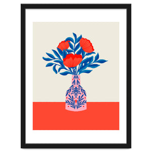Poppies in a vase - red and blue by Wackapacka