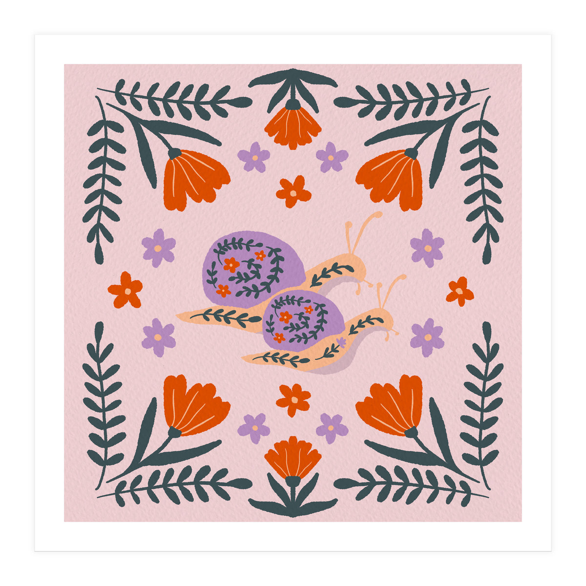 Snails And Flowers (Print Only)