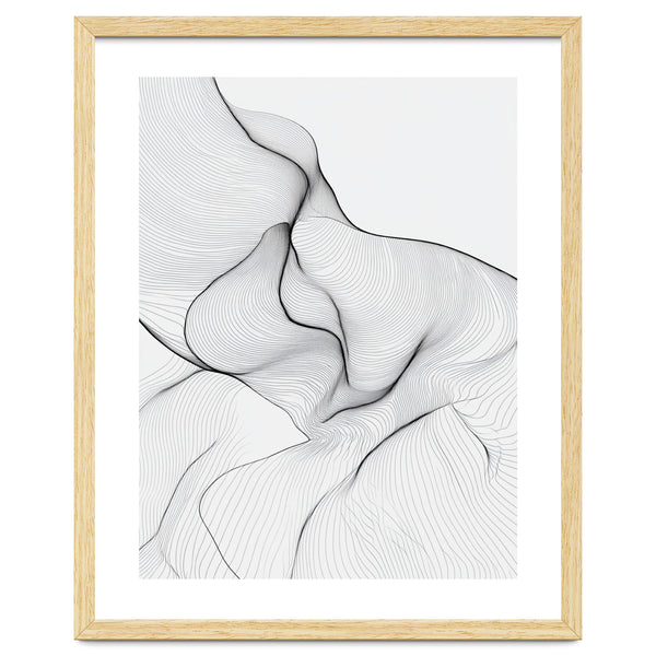 Abstract Black And White Flowing Lines Organic Form