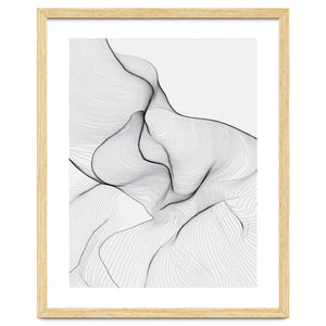 Abstract Black And White Flowing Lines Organic Form by Rizwana Khan