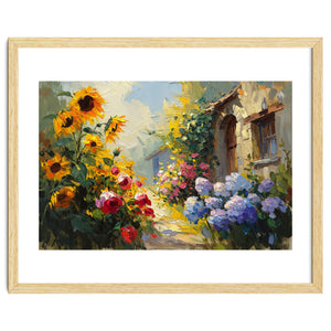 Vibrant Summer Cottage Garden Oil Painting by artistic