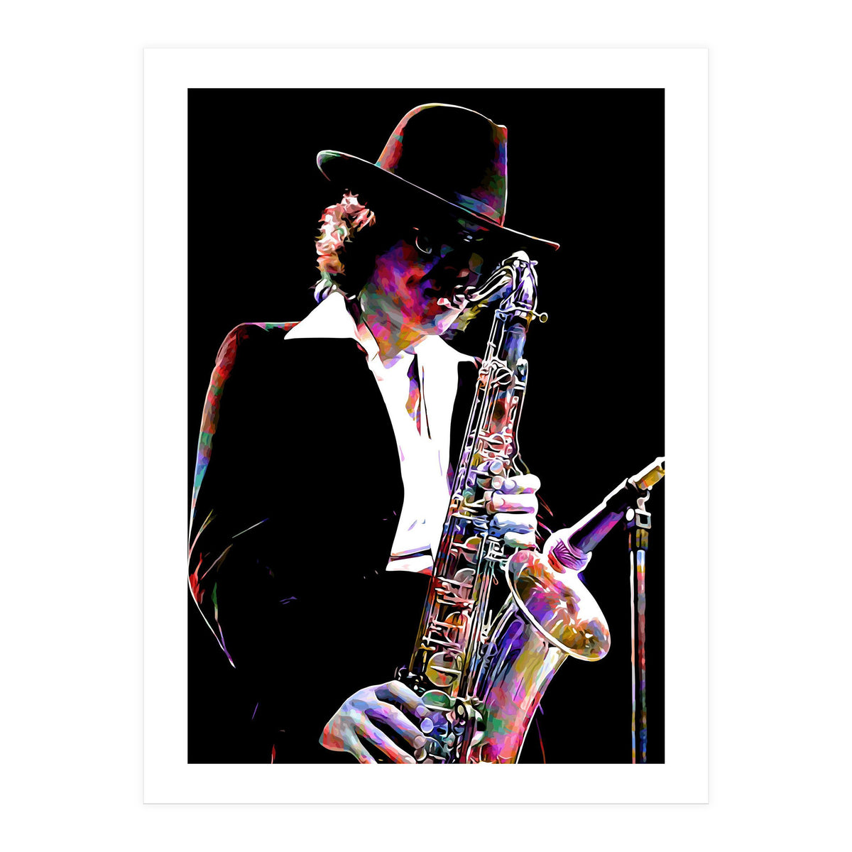 Gato Barbieri Argentine Jazz Saxophonist Colorful Art (Print Only)