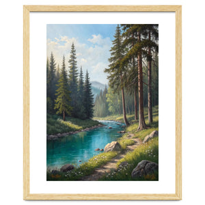 Serene Alpine Forest River Landscape by artistic