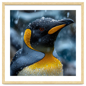 King Penguin Close Up In The Rain by Rizwana Khan