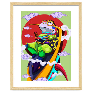 Knight Frog Cartoon Vintage Illustration by Artkreator