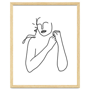 Eternally Connected, Abstract Line Art Love, Sketch Drawing Minimal, Eclectic Human Couple Connection Minimalism Concept by 83 Oranges