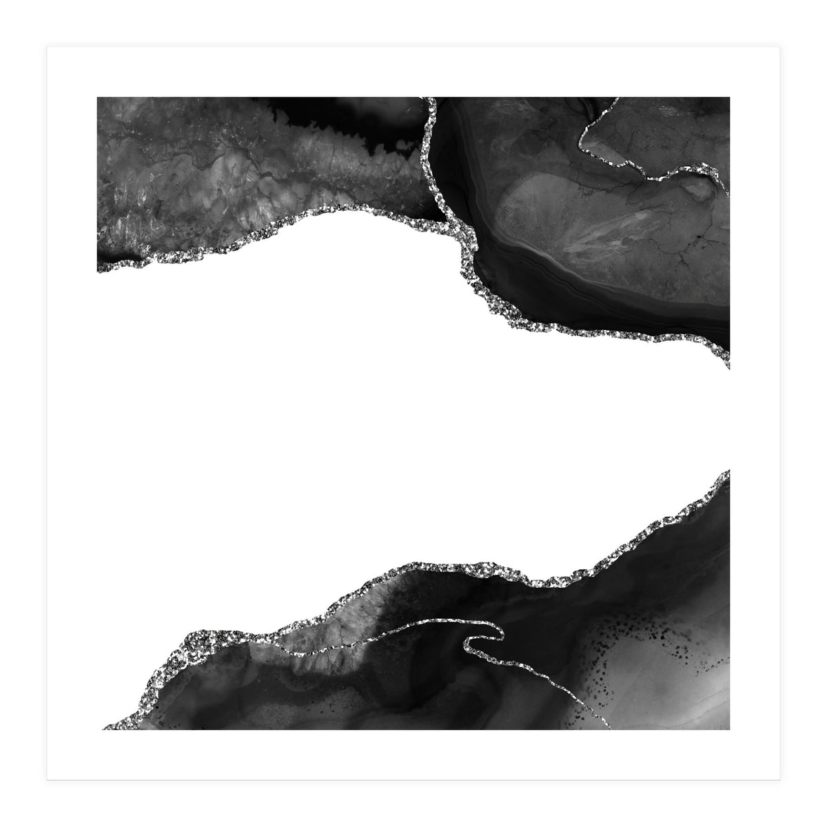 Black & Silver Agate Texture 09 (Print Only)