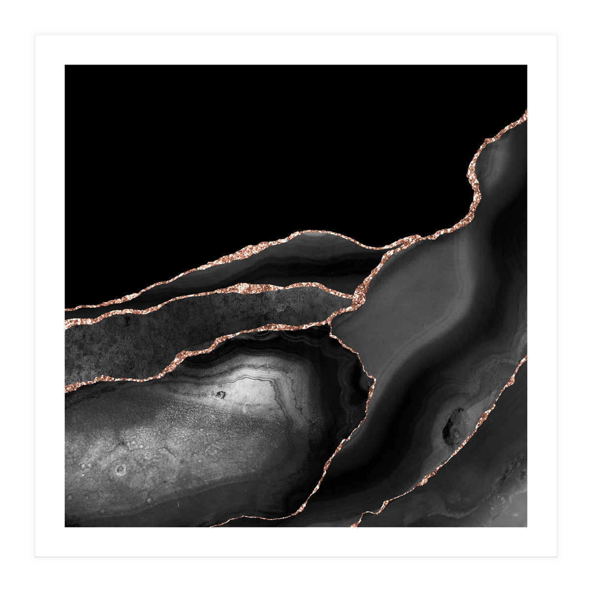 Black & Rose Gold Agate Texture 04 (Print Only)