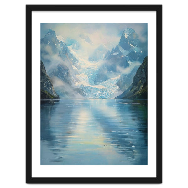 Ethereal Descent: The Glimmering Silence of the Ancient Glacial Fjord