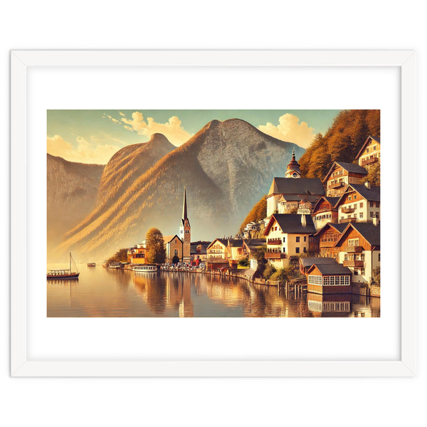 Vintage Hallstatt Poster, Austria