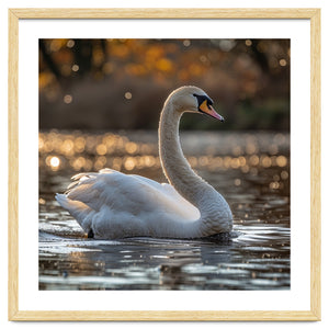 Graceful Swan Gliding On Reflective Water Surface by Rizwana Khan