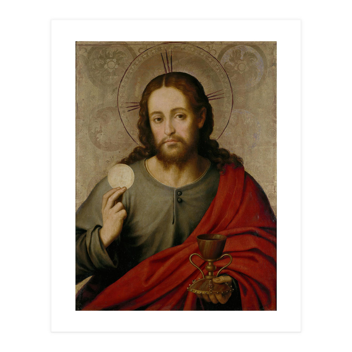 Juan de Juanes / 'The Saviour', 1545-1550, Spanish School, Oil on panel, 73 cm x 49 cm, P00845. (Print Only)