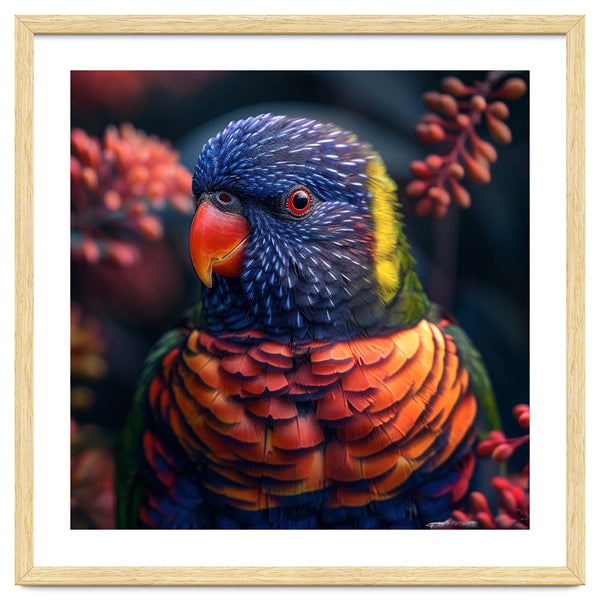 Vibrant Rainbow Lorikeet Parrot Close Up Portrait