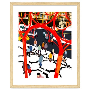 City Street, Eclectic Architecture Buildings Busy New York, People Work Office Daily Life Boho Contemporary Traffic Gifts by 83 Oranges