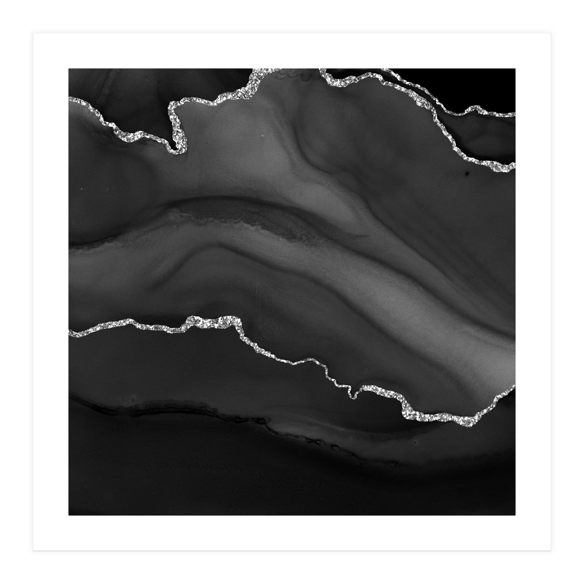 Black & Silver Agate Texture 01 (Print Only)