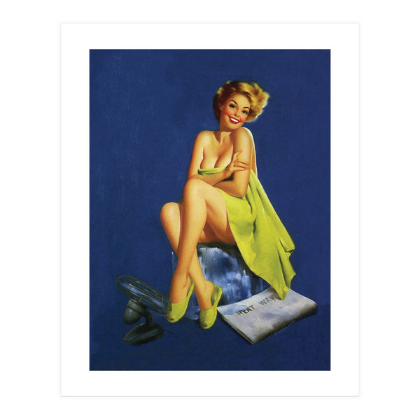 Sexy Pinup Posing With Green Towel (Print Only)