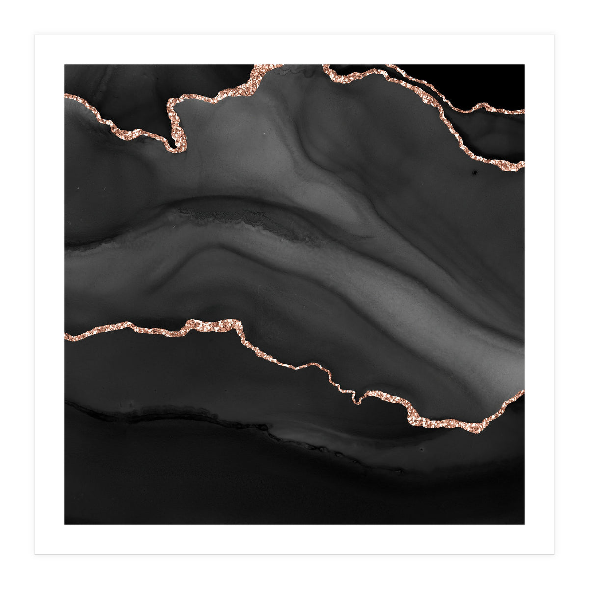 Black & Rose Gold Agate Texture 01 (Print Only)