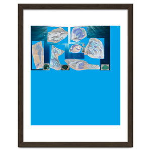 Collage Of Fishes Painted And Reversed On A Deep Blue Sea Canvas by Neelam