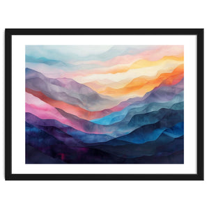 Vibrant Abstract Watercolor Mountain Landscape by artistic
