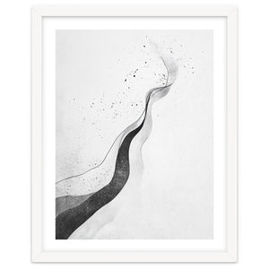 Abstract Black And White Ink Flowing Lines With Splatter by Rizwana Khan