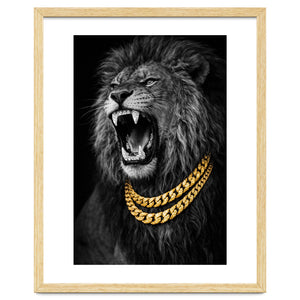 Bejweled hyper-realistic lion photography,diamond fangs portrait by heaventrain