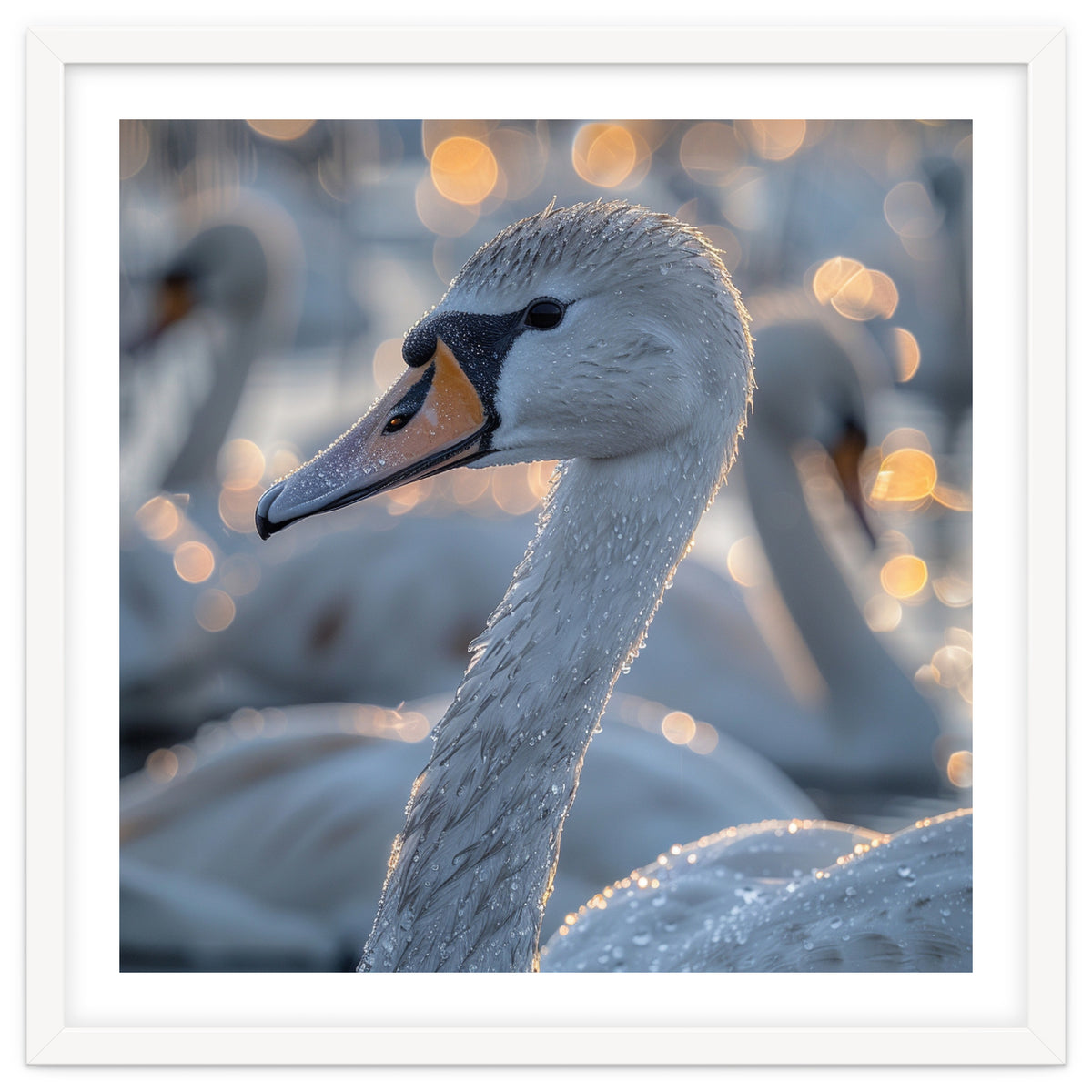 Majestic Swan Close Up With Water Droplets