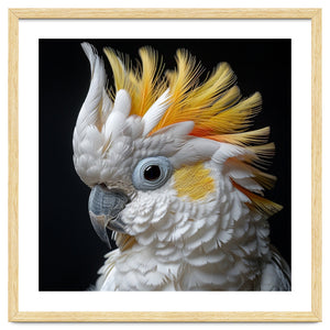 Close Up Cockatoo Portrait Yellow Crested Bird by Rizwana Khan